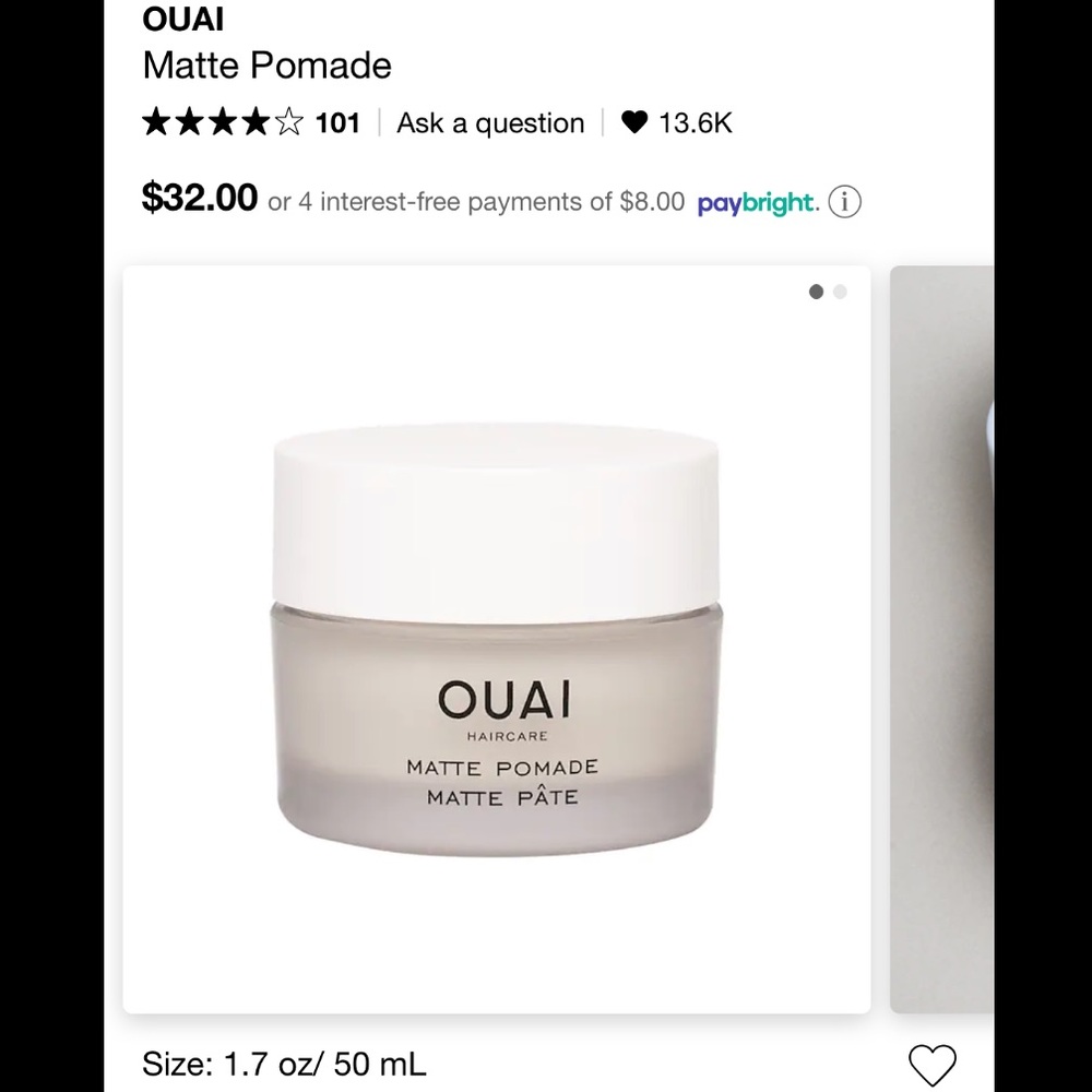 2/$30* OUAI matte pomade BNIB